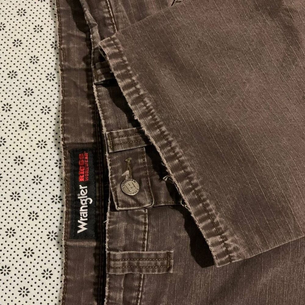 Wrangler Riggs Workwear Mens 44x30 Brown Cargo Pants Ripstop Cotton Work